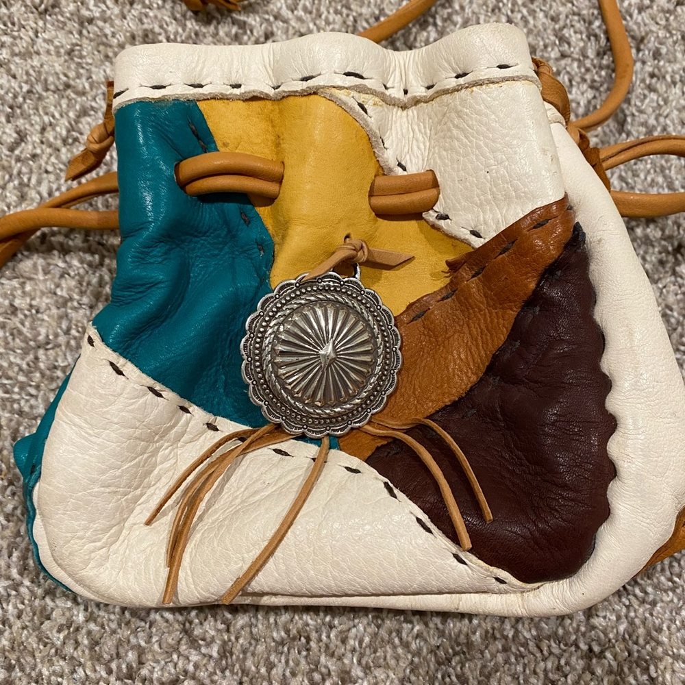 Western Style Drawstring Patchwork Soft Leather C… - image 2